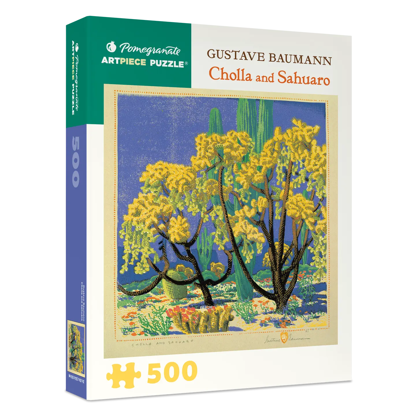 Pomegranate Puzzle, 500pc-Gustave Baumann: Cholla &amp; Sahuaro