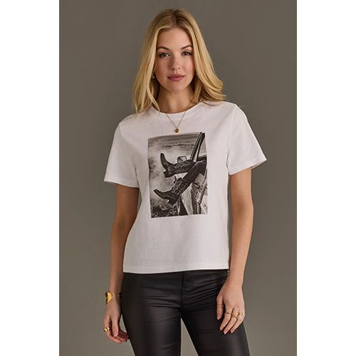 Graphic Women's Tee - Boots Out The Window, Color: White, Size: Small