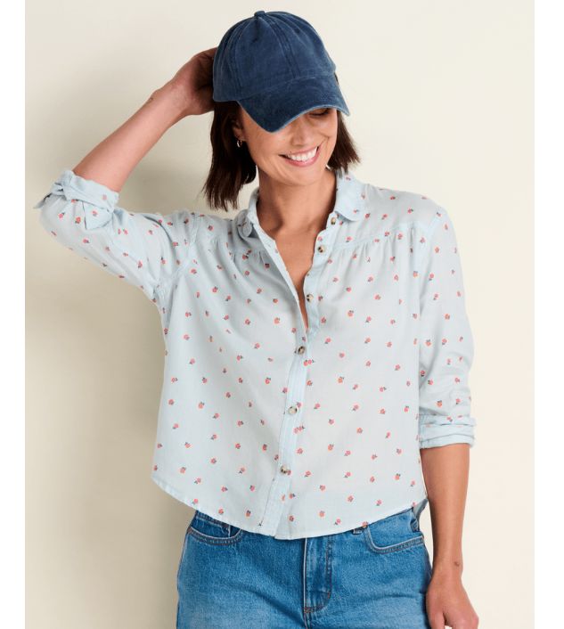 Toad&amp;Co Women's Holly Long Sleeve Shirt, Color: Faded Blue Print, Size: Small