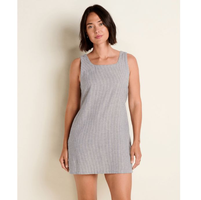 Toad&amp;Co Taj Hemp Tie Women's Tank Dress, Color: Canal Pattern, Size: XS