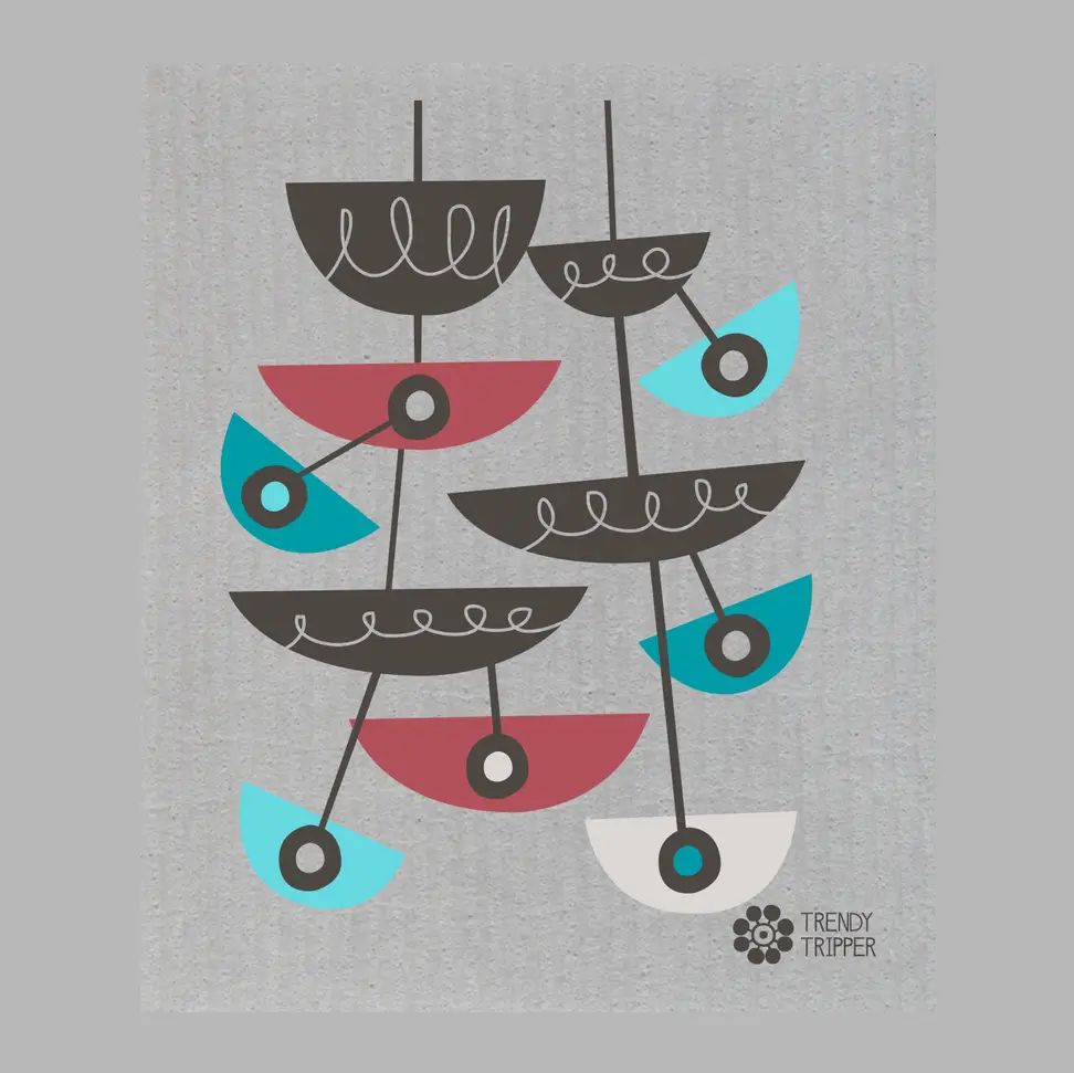 Mid Century Modern Slicer - Black/Turquoise/Red on Grey