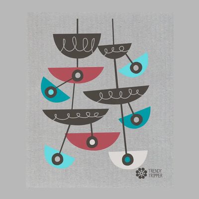 Mid Century Modern Slicer - Black/Turquoise/Red on Grey