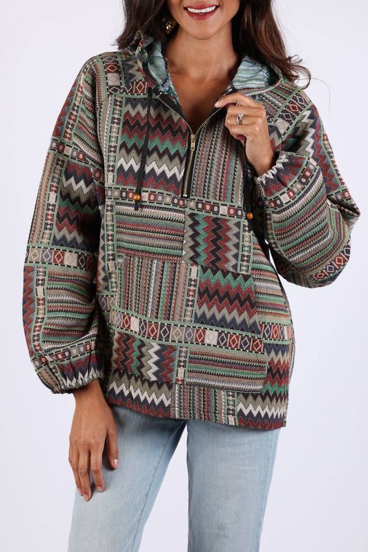 Boho Patchwork Batik Women's Hoodie