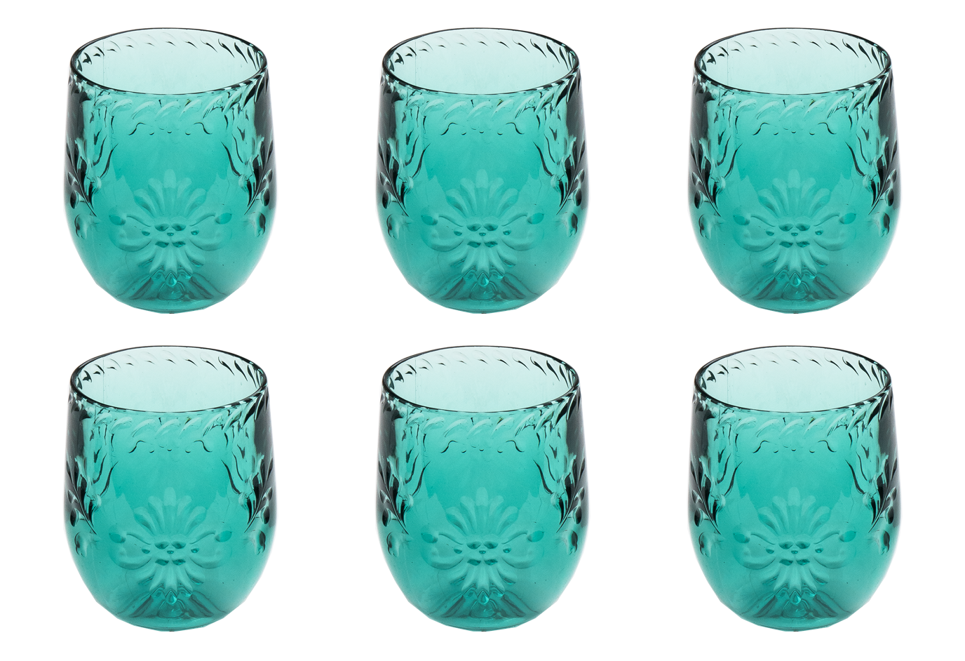 Talavera Stemless Plastic Drinkware, Color: Teal