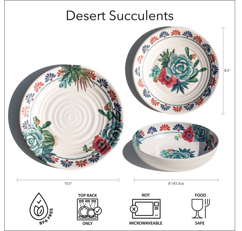 Desert Succulent Melamine Dinnerware