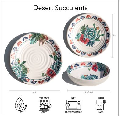 Desert Succulent Melamine Dinnerware