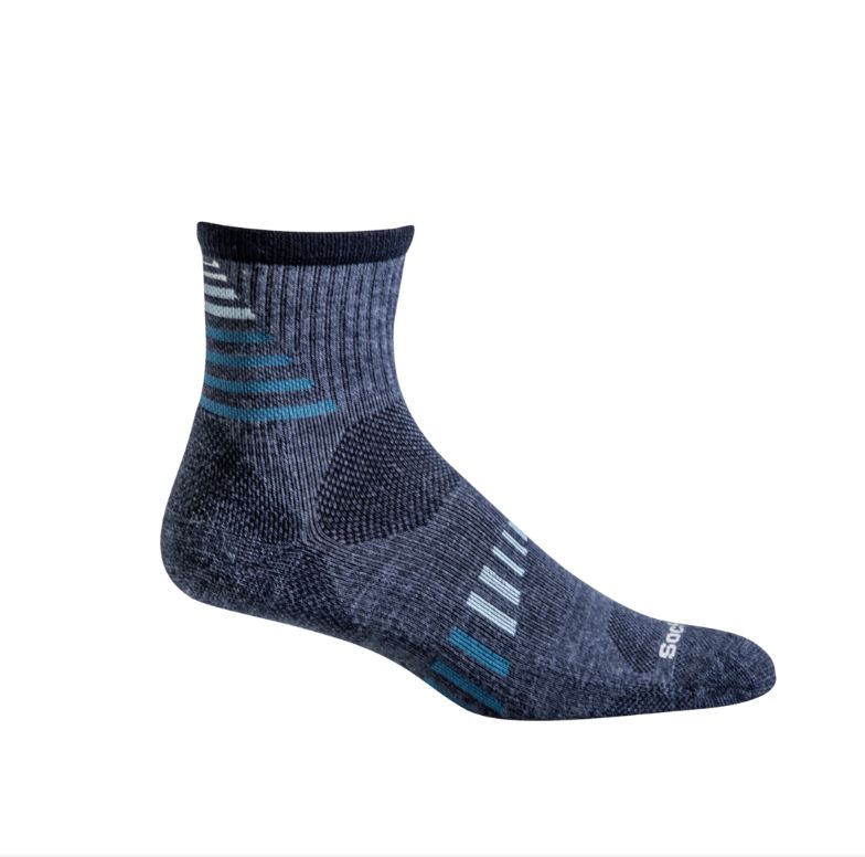 Sockwell Men's Ascend II Quarter | Moderate Compression Socks, Color: Denim, Size: MD/LG