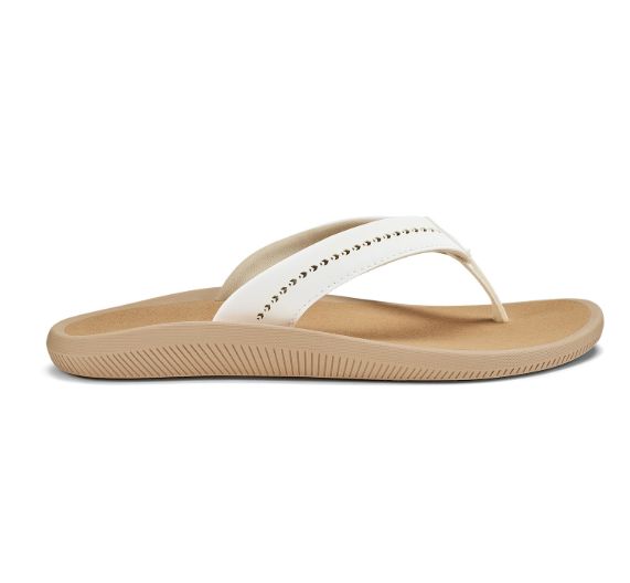 Olukasi Ulele Women's Sandal, Color: Bright White/Warm Sand, Size: 6