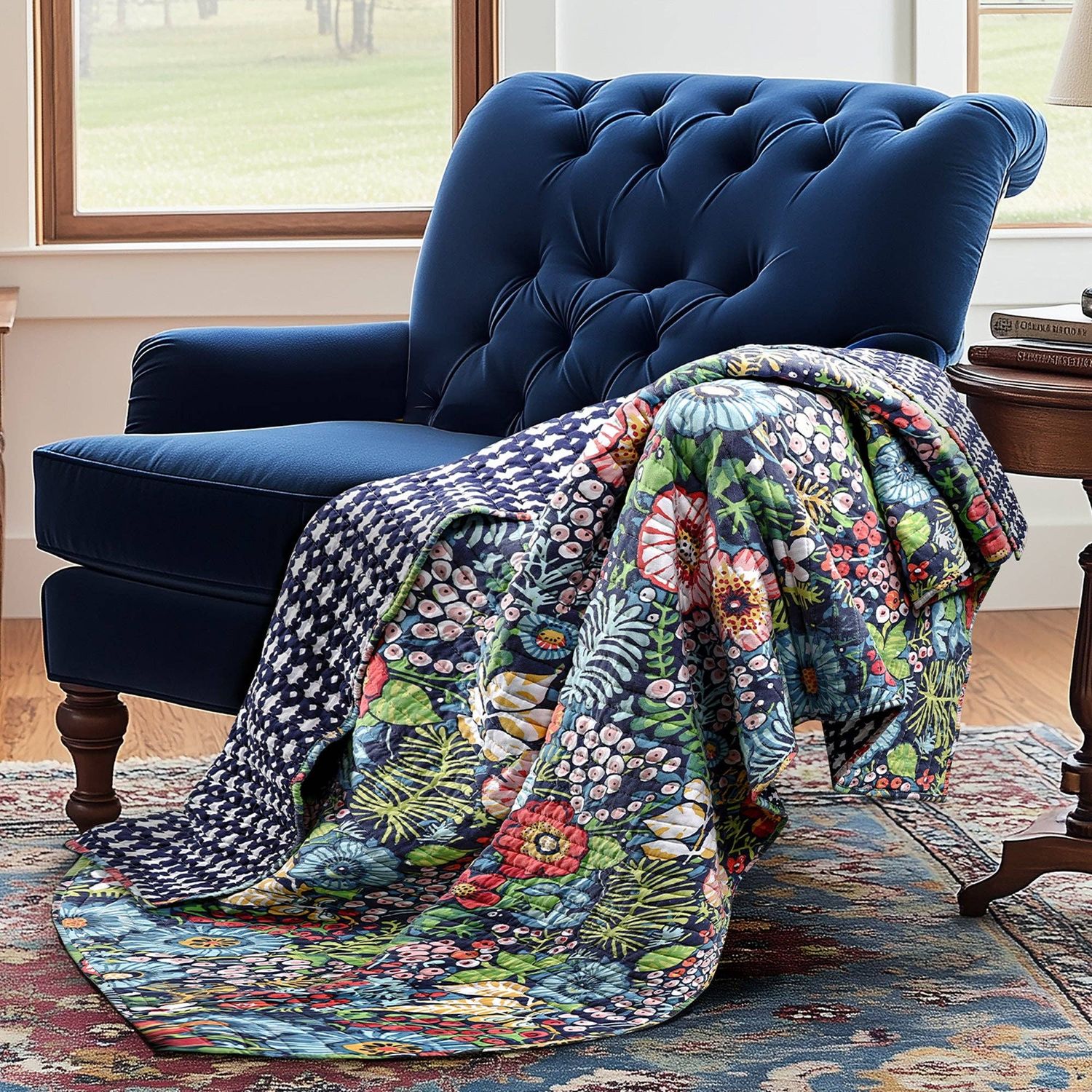Night Garden Quilted Throw, Color: Multi