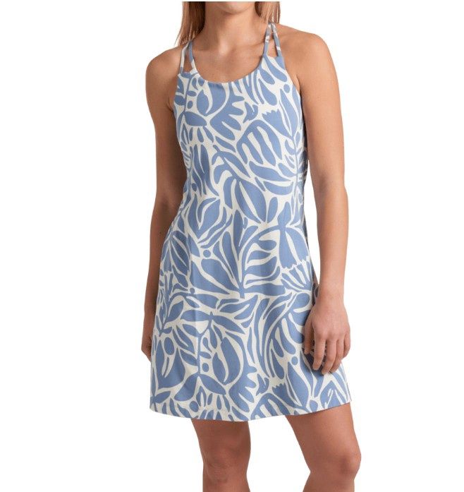 Kuhl Women's Lyra Krossbak Dress, Color: Drift Blue Print, Size: XS