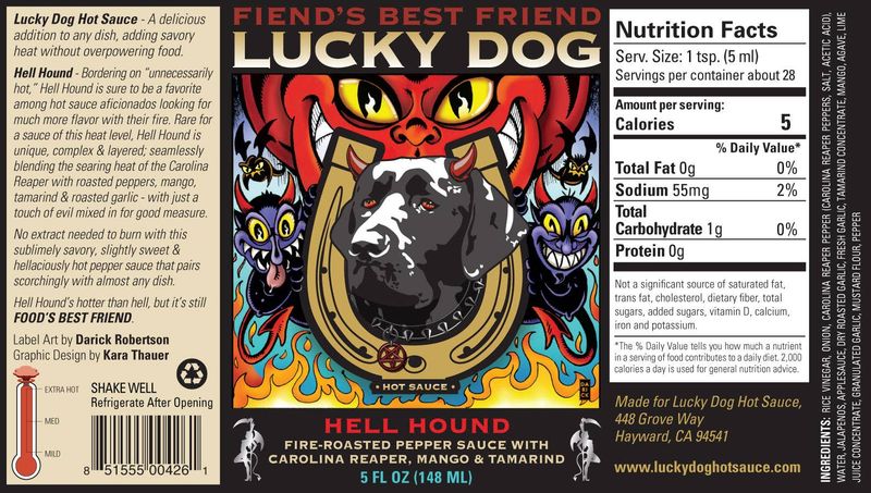 Lucky Dog Hot Pepper Sauce - Hell Hound