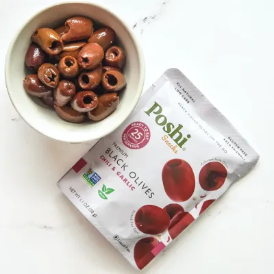 Black Olives with Chili &amp; Garlic, 1.1oz
