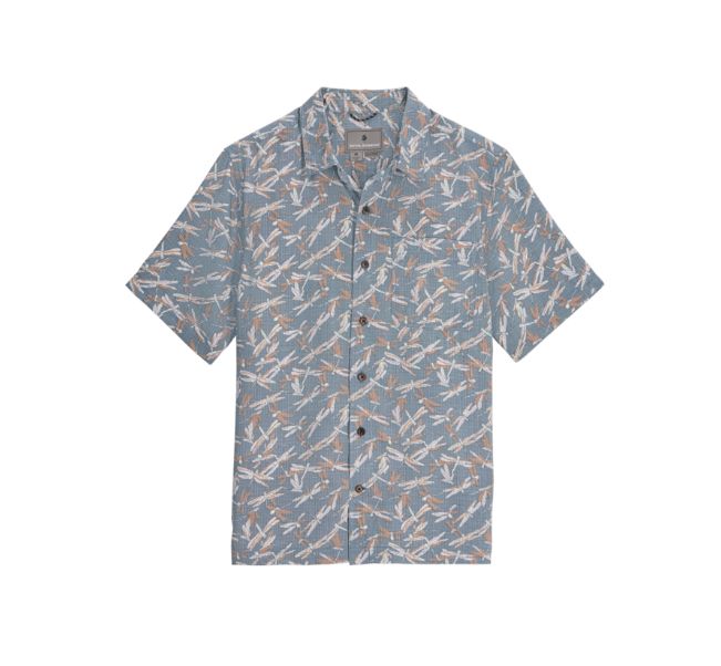 Royal Robbins Camino Pucker Short Sleeve Men's Shirt, Color: Orion Blue Dragonfly, Size: Medium