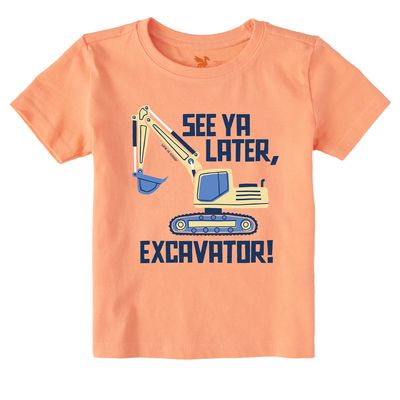 Life is Good Toddler See Ya Later, Excavator Short Sleeve Crusher Tee