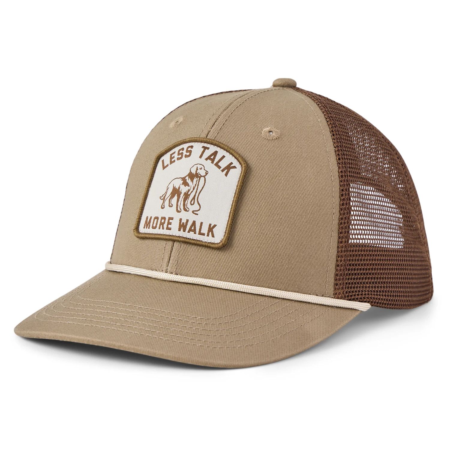Life is Good Adult Unisex Less Talk Patch Trucker Rope Hat, Color: Mushroom Brown, Size: OS