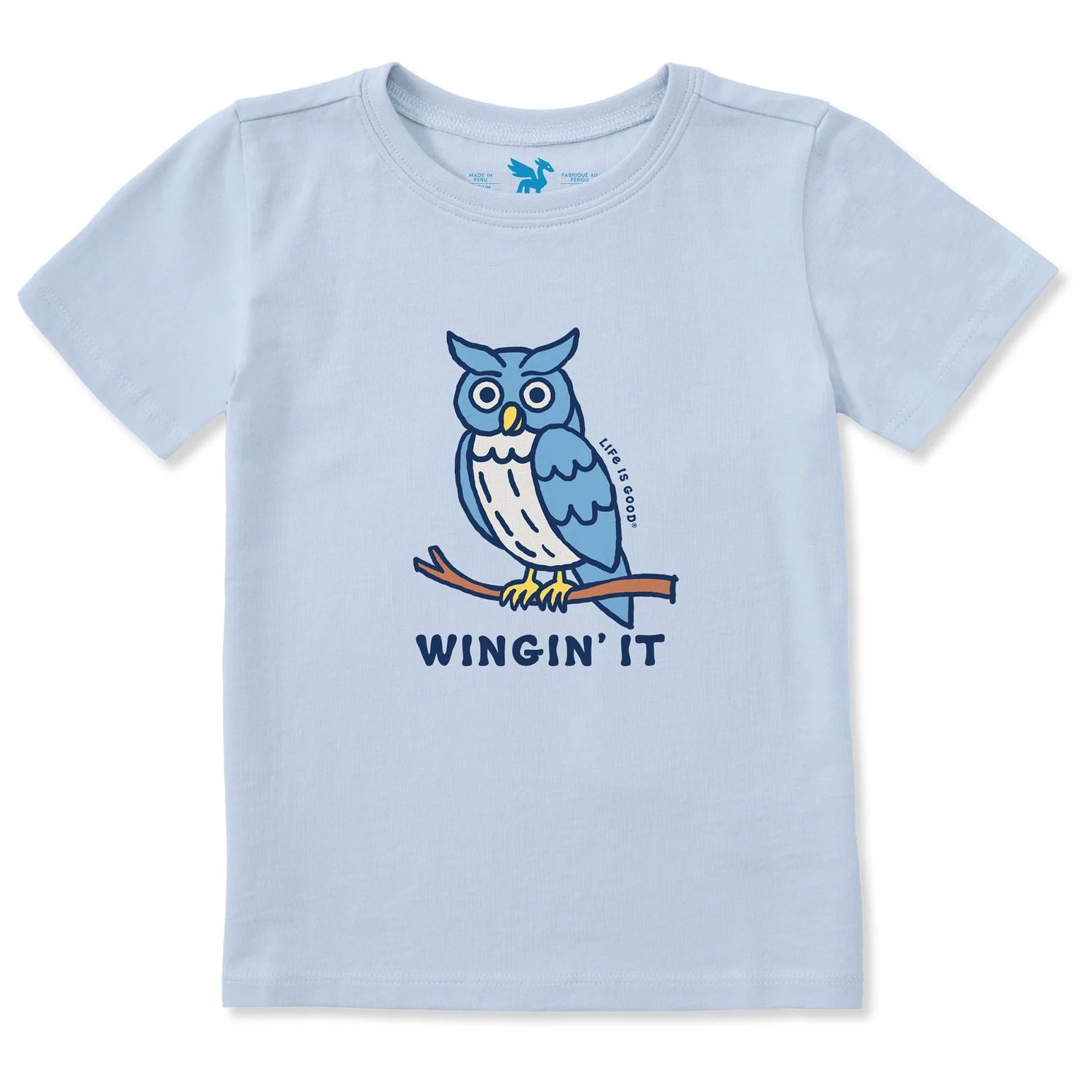 Life is Good Toddler Wingin' It Short Sleeve Crusher Tee, Color: Glacier Blue, Size: 18M
