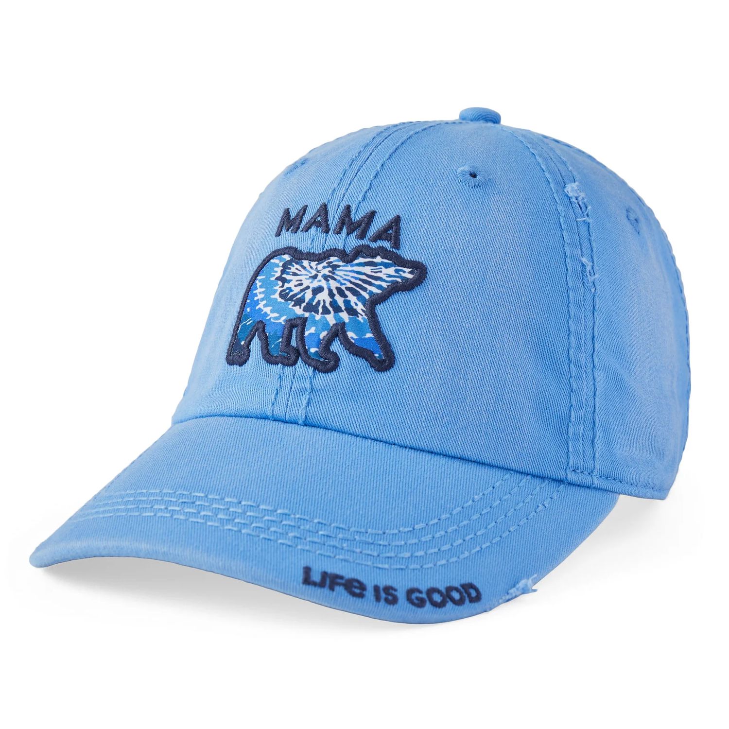 Life is Good Adult Unisex Tie Dye Mama Bear Sunwashed Chill Cap, Color: Cornflower Blue, Size: OS