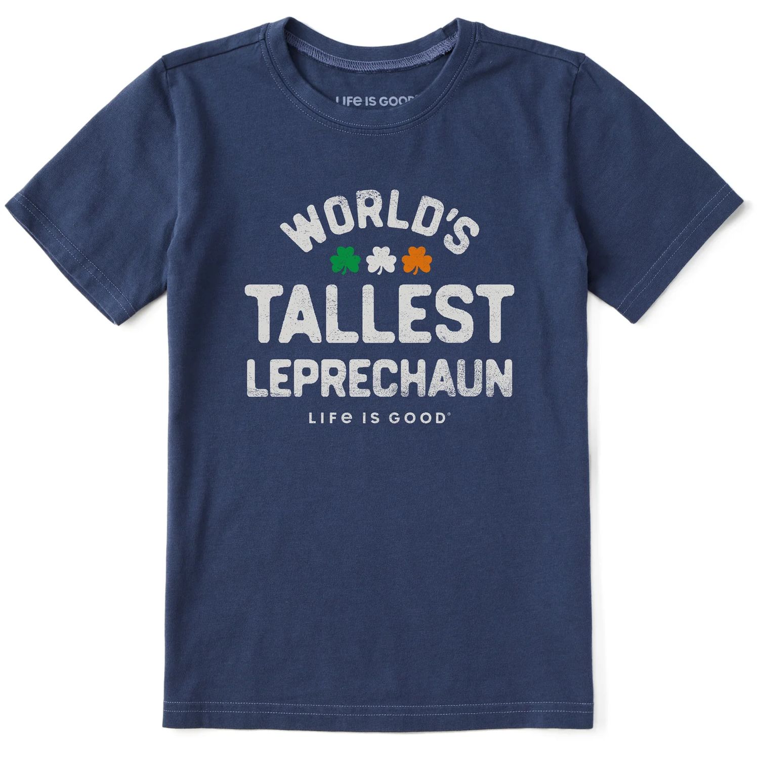 Life is Good Kids World's Tallest Leprechaun Short Sleeve Crusher Tee, Color: Darkest Blue, Size: XS