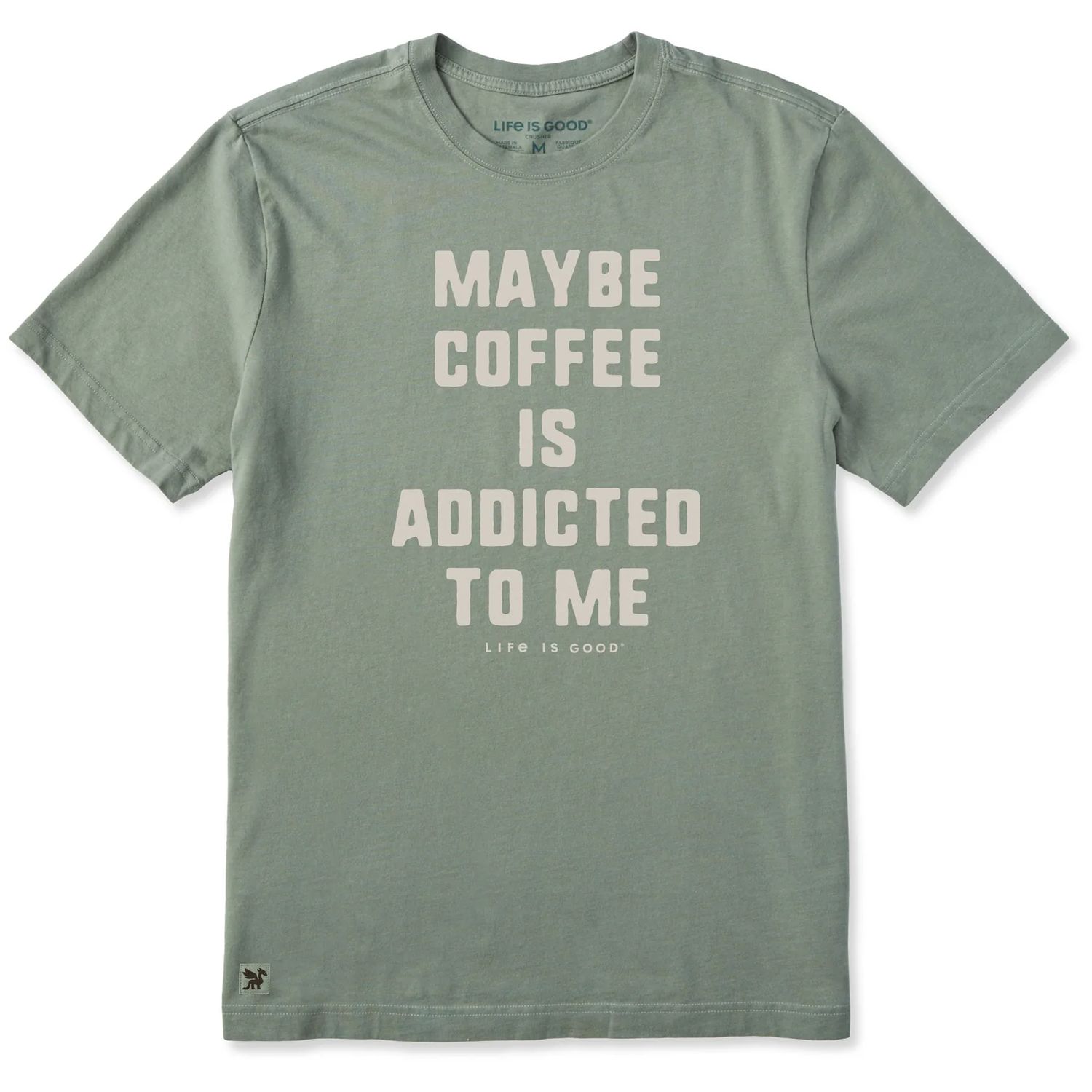 Life is Good Men's Coffee Love Short Sleeve Crusher Tee, Color: Moss Green, Size: Medium
