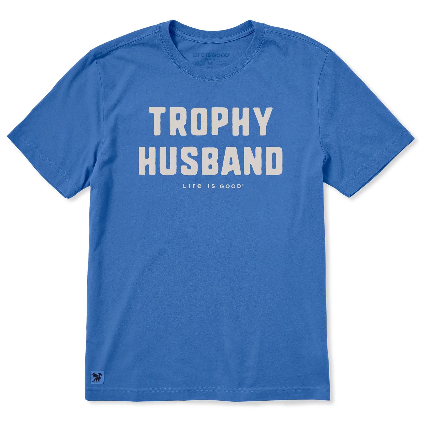 Life is Good Men's Trophy Husband Short Sleeve Crusher Tee, Color: Athletic Blue, Size: Small