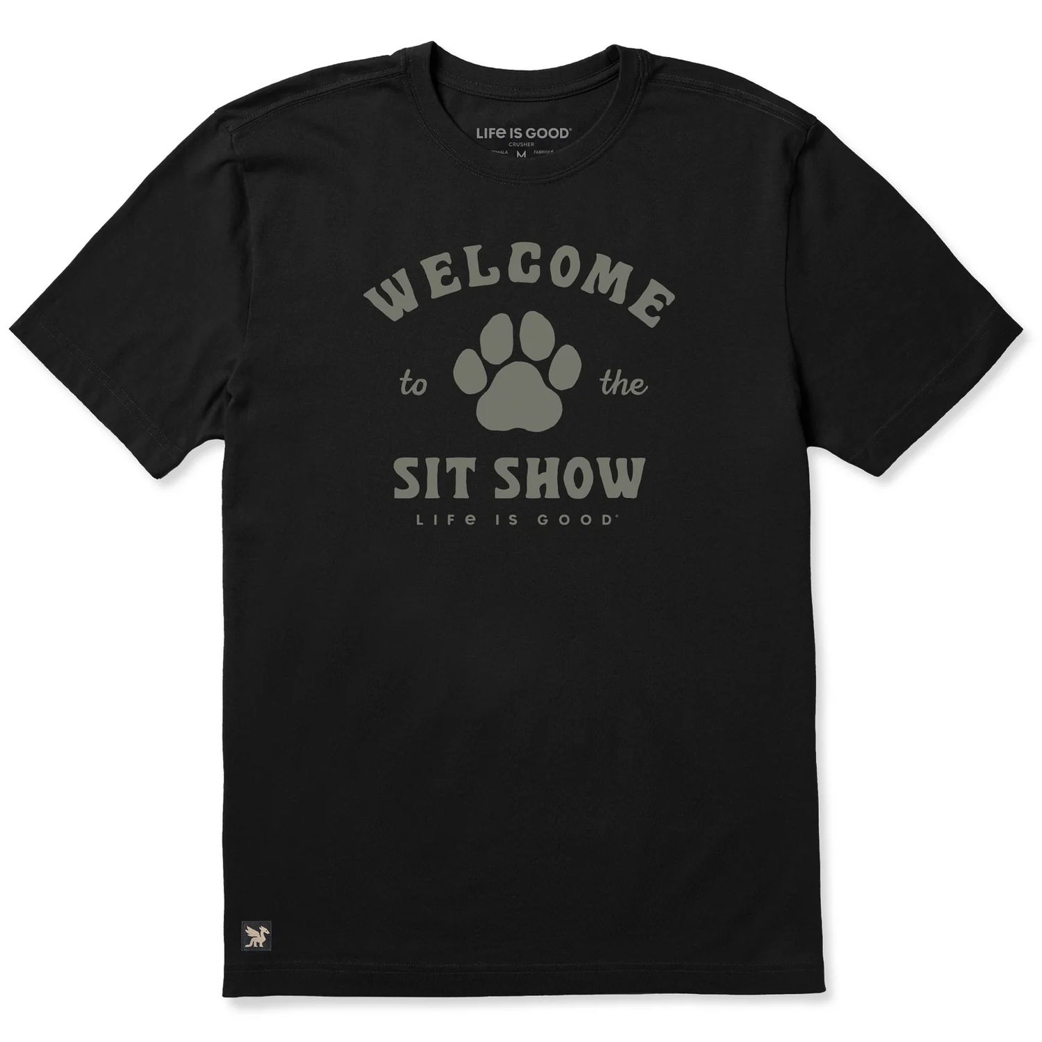 Life is Good Men's Sit Show Paw Short Sleeve Crusher-Lite Tee, Color: Faded Black, Size: Medium