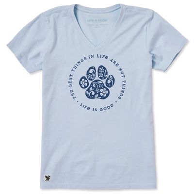 Life is Good Women's Best Things In Life Floral Paws Short Sleeve Crusher Vee