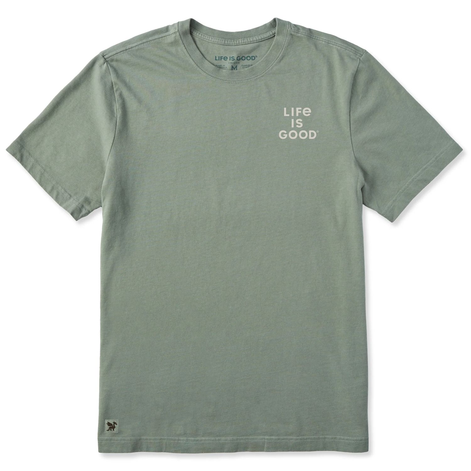 Life is Good Men's Stacked Life Is Good Short Sleeve Crusher Tee, Color: Moss Green, Size: Medium