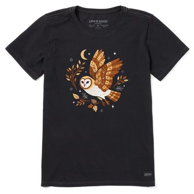 Life is Good Women's Celestial Barn Owl Short Sleeve Crusher Tee