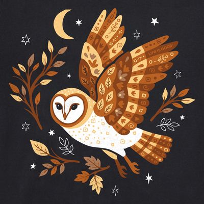 Life is Good Women's Celestial Barn Owl Short Sleeve Crusher Tee