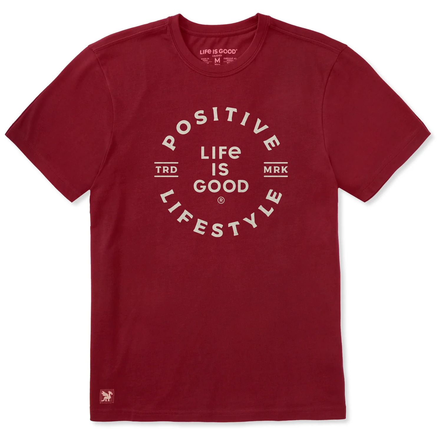 Life is Good Men's Positive Lifestyle Circle Short Sleeve Crusher Tee, Color: Adirondack Red, Size: Medium