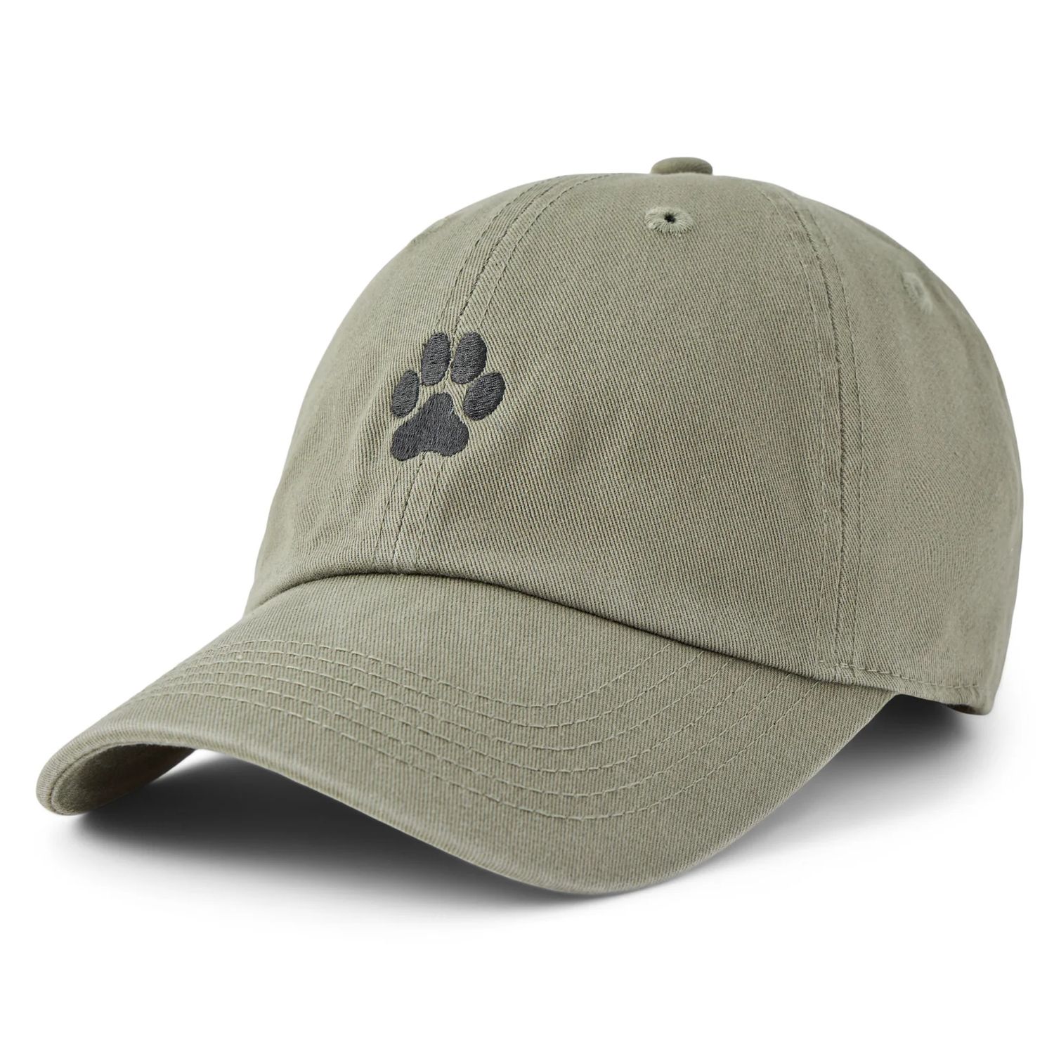 Life is Good Adult Unisex Simple Clean Paw Print Chill Cap, Color: Moss Green, Size: OS