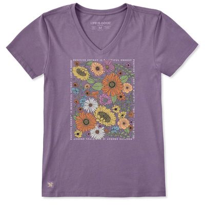 Life is Good Women's Wildflowers Beautiful Energy Short Sleeve Crusher Vee