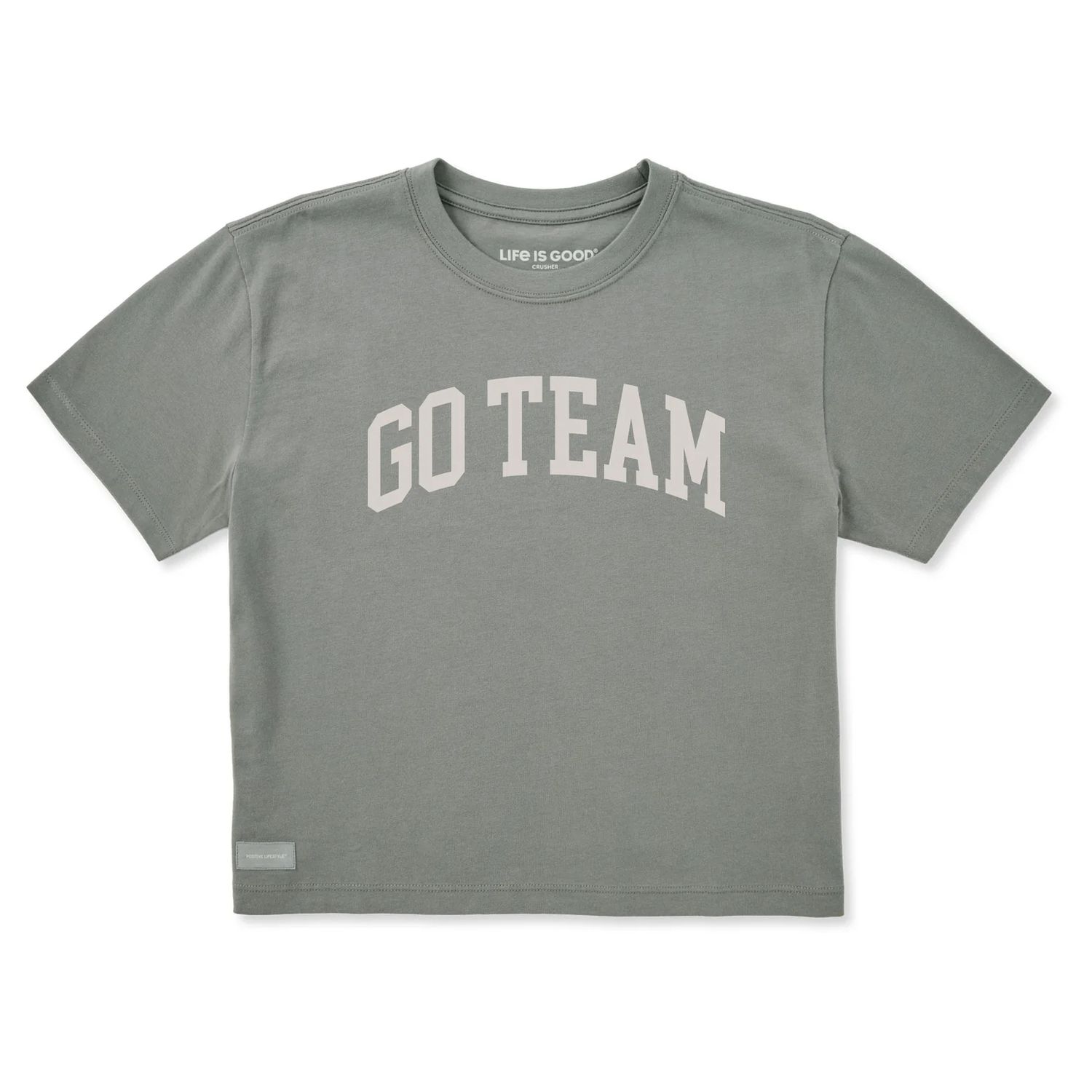 Life is Good Women's Arch Go Team Short Sleeve Crusher Boxy Tee, Color: Iron Gray, Size: Small