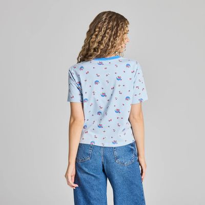 Life is Good Women's Fresh Strawberry Pattern Short Sleeve Crusher Boxy Tee