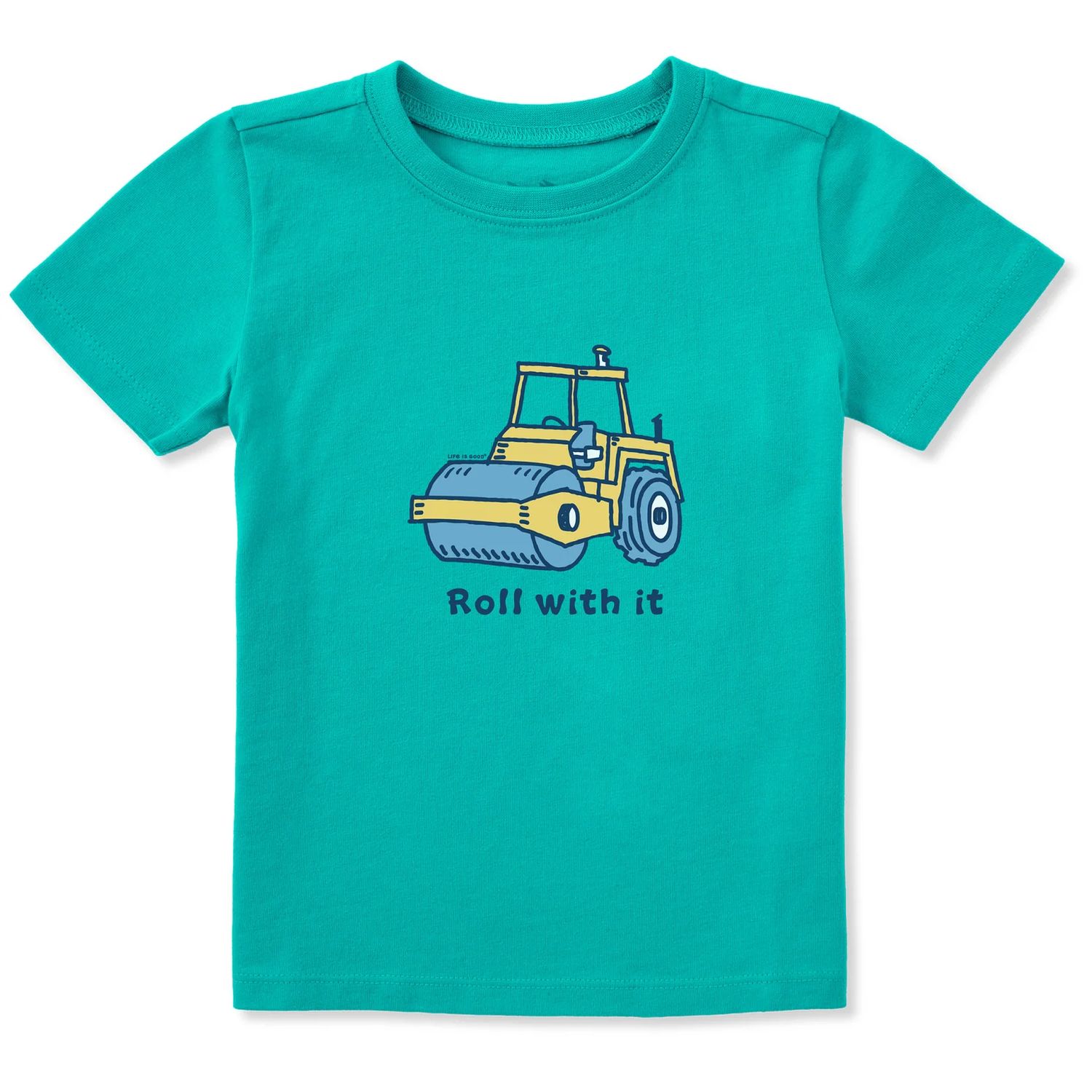 Life is Good Toddler Roll With It Short Sleeve Crusher Tee, Color: Turquoise Green, Size: 18M
