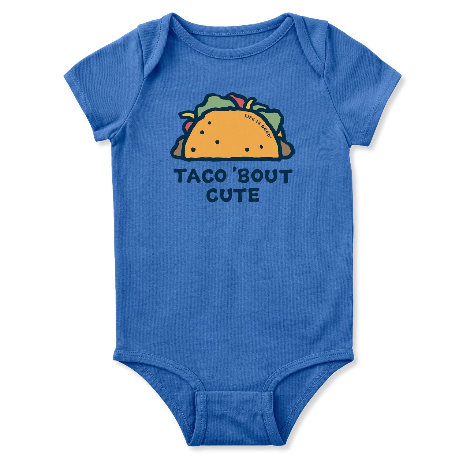 Life is Good Infant Taco' Bout Cute Short Sleeve Crusher Baby Bodysuit, Color: Athletic Blue, Size: 0-3