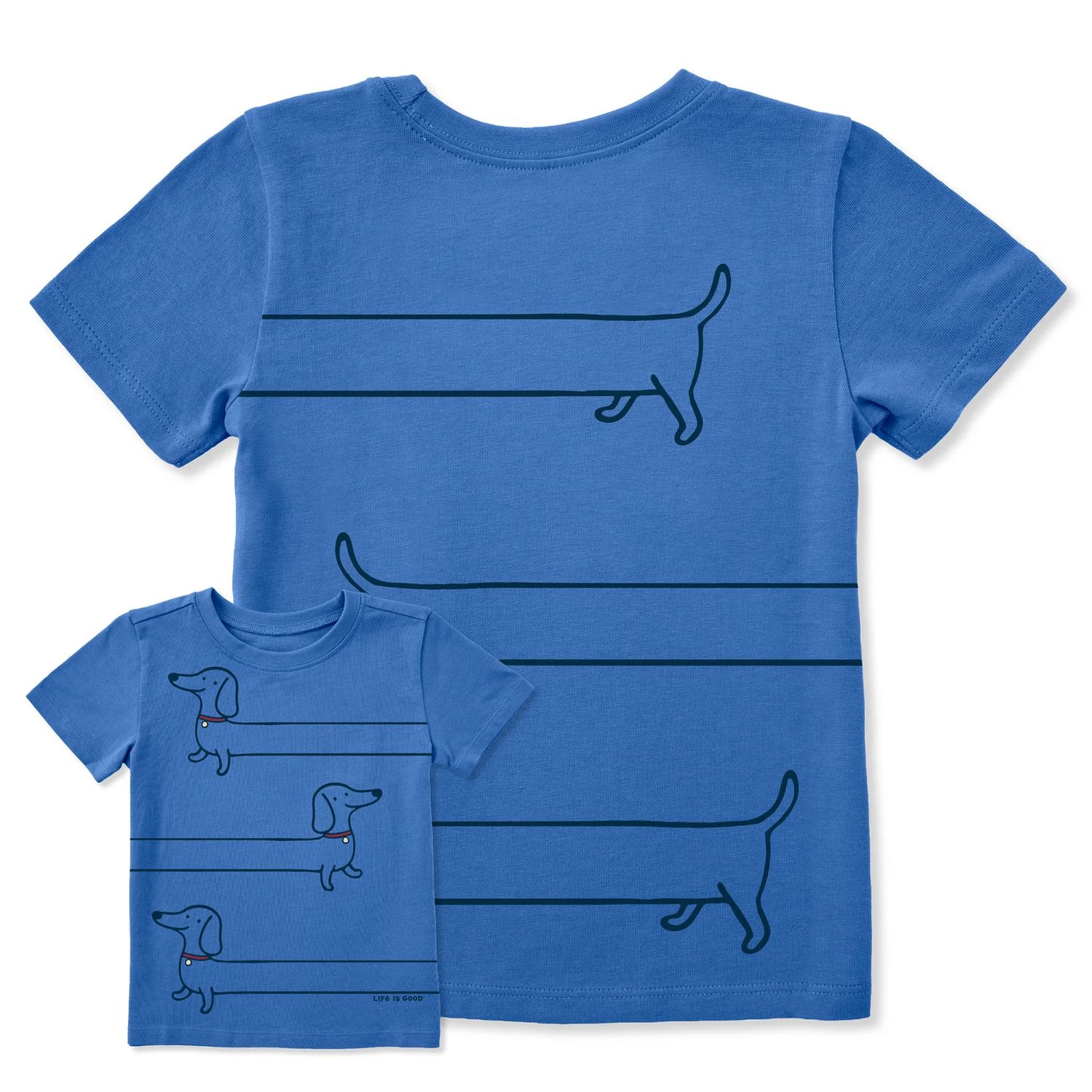 Life is Good Toddler Lotsa Wieners Short Sleeve Crusher Tee, Color: Athletic Blue, Size: 18M