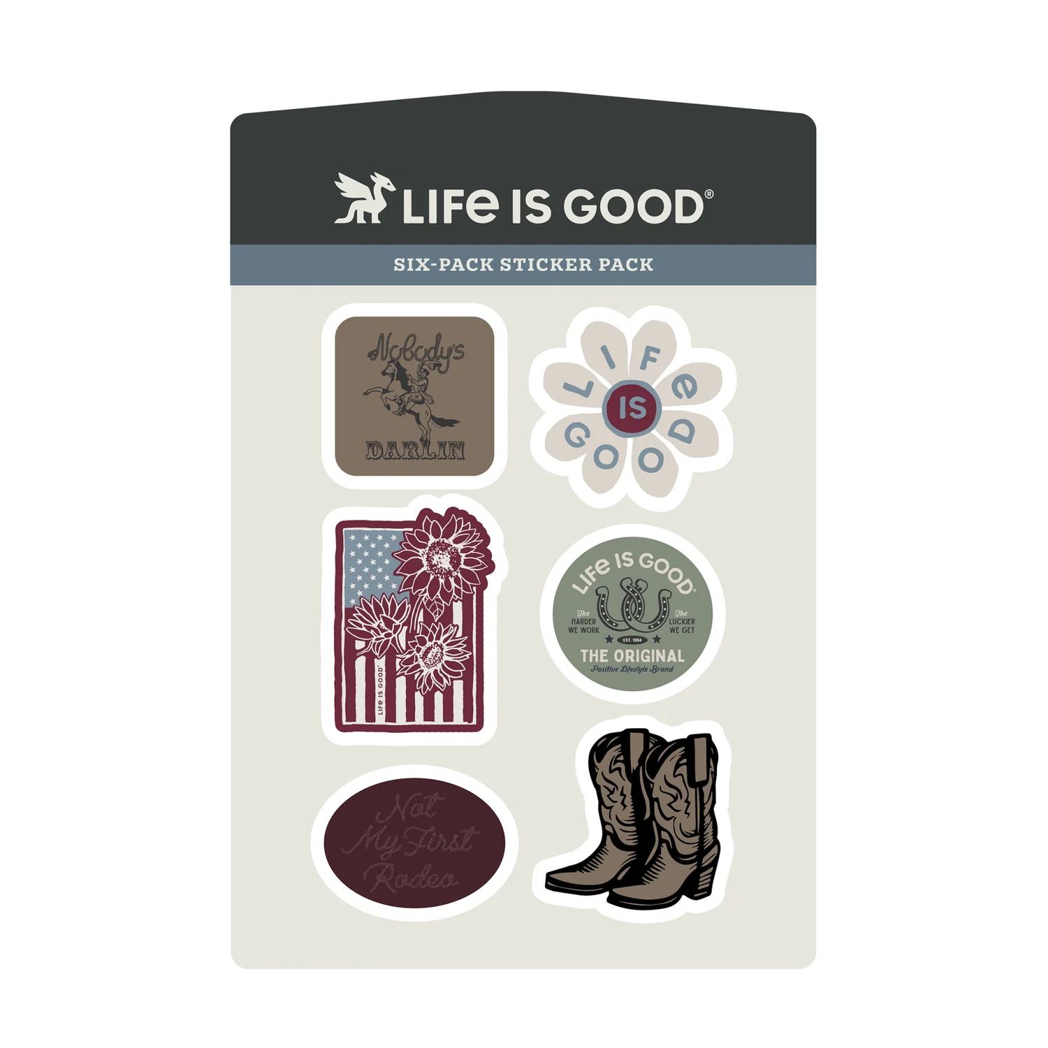 Life is Good Six-Pack Sticker Pack, Color: Multi, Size: OS