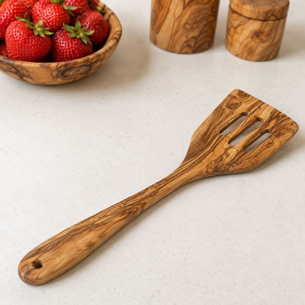 Olive Wood Slotted Spatula