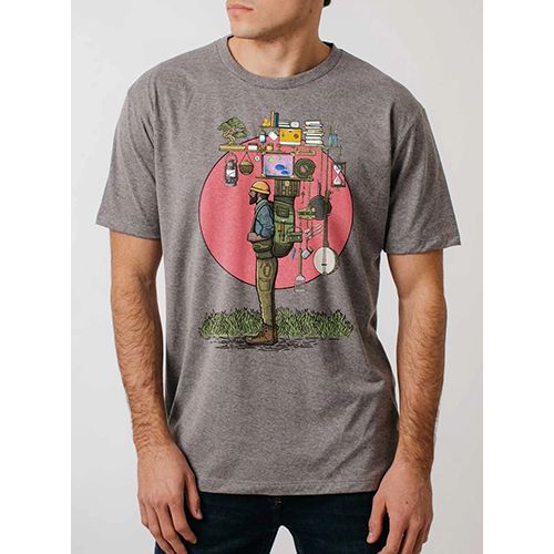 Curbside Clothing Men's Unisex Tee, Backpacking, Color: Heather Grey, Size: XS