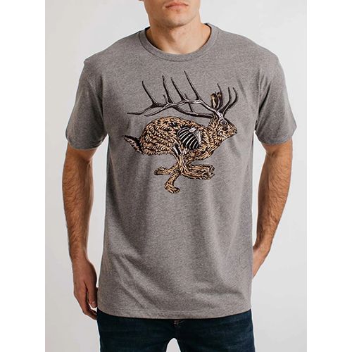 Curbside Clothing Men's Unisex Tee, Jackalope, Color: Heather Black, Size: XS
