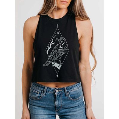 Curbside Clothing Women's Cropped Racerback Tank, Raven