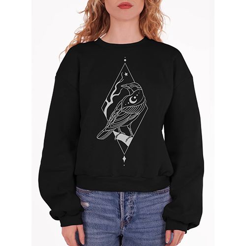 Curbside Clothing Women's Balloon Sleeve Sweatshirt, Raven, Color: Black, Size: Small