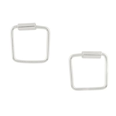 Tomas Jewelry Square Huggie Hoop Earrings in Silver-8mm