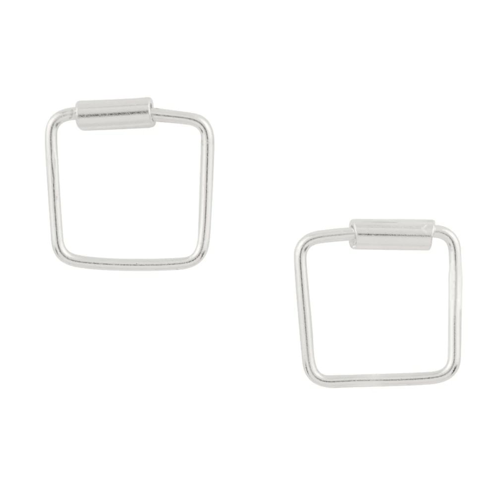 Tomas Jewelry Square Huggie Hoop Earrings in Silver-8mm, Color: Silver