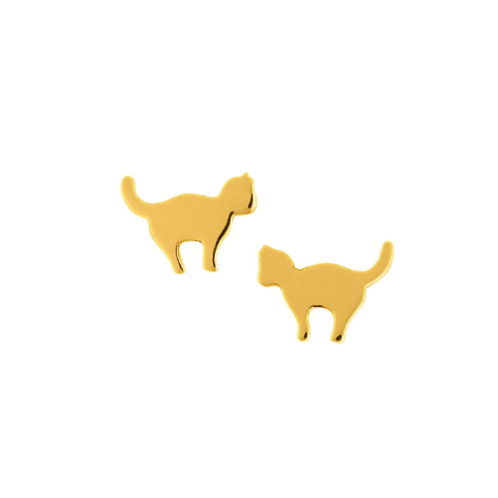 Tomas Jewelry Playful Kitty Stud Earrings in Gold, Color: Gold