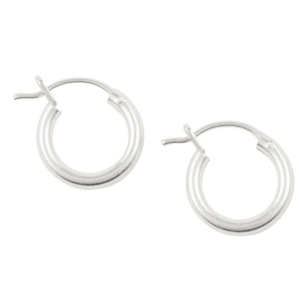 Tomas Jewelry Classic Pin &amp; Catch Hoop Earrings in Silver-12mm, Color: Silver