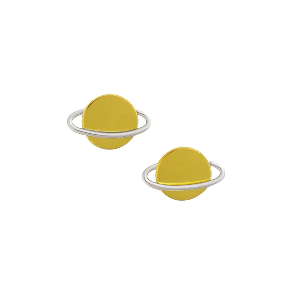 Tomas Jewelry Two-Tone Saturn Stud Earrings, Color: Gold/Silver