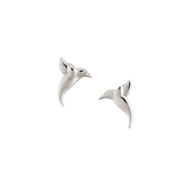 Tomas Jewelry Minimal Hummingbird Stud Earrings in Silver