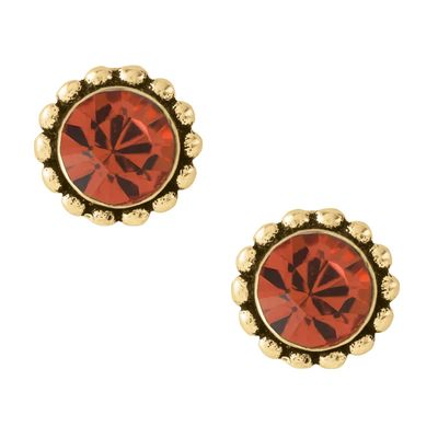 Tomas Jewelry Orange &amp; Gold Bali Crystal Stud Earrings